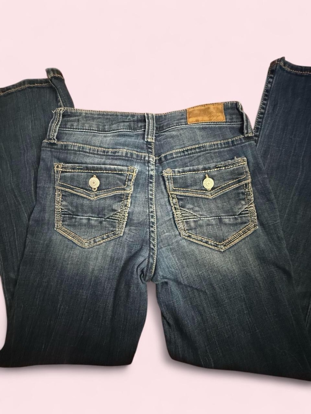 Daytrip Dark Blue Bootcut Jeans with Button Back Pockets